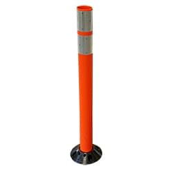 19300B ABS Base with 3" × 36" orange round post with two (2) 3" white high intensity reflective bands.