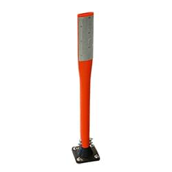 19700B Urethane Base with 2.2" × 36" round orange post with flattened top, and one (1) 3" × 9" white high intensity reflective strip.