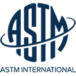 The ASTM International Certification logo, ASTM letters with a ring around the middle above text reading 'ASTM International'
