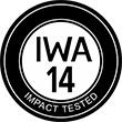 The IWA14-1 Impact Tested logo, IWA 14 surrounded by 3 black circles with text reading 'IMPACT TESTED' inside the middle circle.