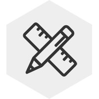 Icon showing pencil and ruler, meaning Versatile and Customizable