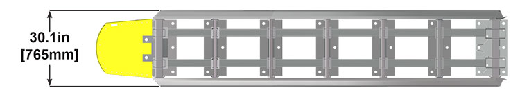 A diagram showing the Delta TL-2+ from the top with text displaying Width Dimension. Width: 30.1in (765mm).