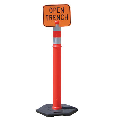 Orange "Open Trench" sign on a 42" Looper-Tube (#16131-N-042)