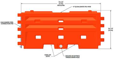 TrafFix Lo-Ro Water-Cable Barrier schematic drawing