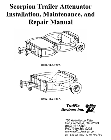 Cover image of the Scorpion Towable Attenuator Installation, Maintenance, and Repair Manual, Revision A (#13192)