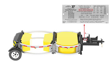 The Serial Number Plate on the Towable Attenuator is located on the Tongue.