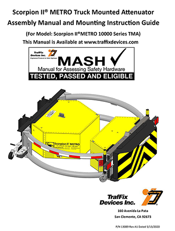 Cover image of the Scorpion II METRO Truck Mounted Attenuator Assembly Manual and Mounting Instruction Guide, Revision A1 (#13089)