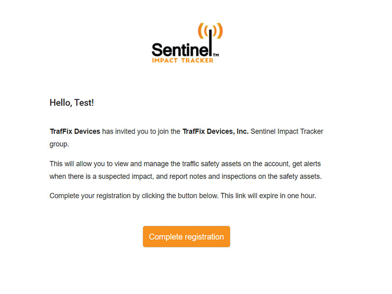 Sentinel Impact Tracking welcome e-mail