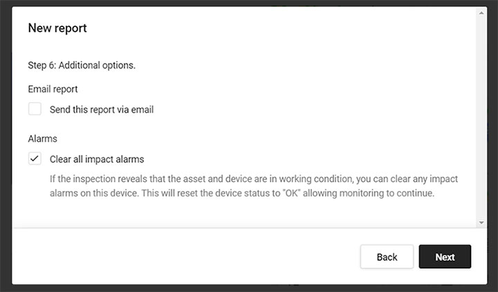 Screenshot: Clear active alarms