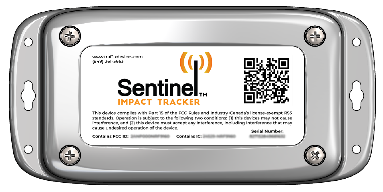 Top down view of a Sentinel Impact Tracker unit