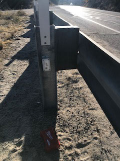 Sentinel Impact Tracking installation location on steel I-beam guard rail posts