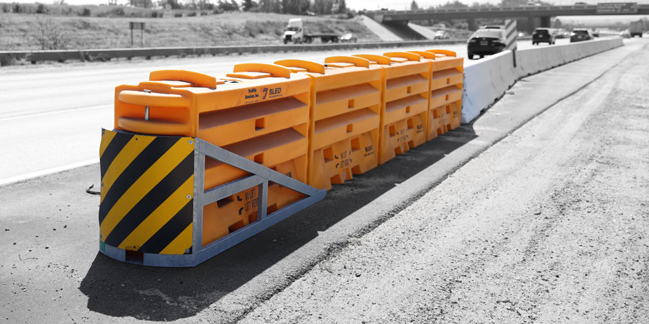 The SLED Temporary Crash Cushion from TrafFix Device.