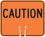 "Caution" text in Black on Orange sign (#010)