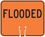 "Flooded" text in Black on Orange sign (#016)