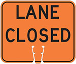 "Lane Closed" text in Black on Orange sign (#027)