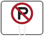 No Parking symbol in Red/Black on White sign (#033)