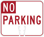 "No Parking" in Red on White sign (#034)