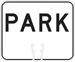 "Park" text in Black on White sign (#043)