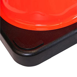 The rugged base of the 10 lb. TrafFix PVC Cone provides excellent stability and anti-skid performance, reducing the likelihood of unwanted movement, and its wide body design can accommodate stenciled on company logos.