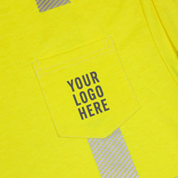 Left chest pocket on the TrafFix Devices Flame Resistant Long Sleeve T-Shirt. Easily customizable with your Company Logo and Branding (#9103P-LY-3535).