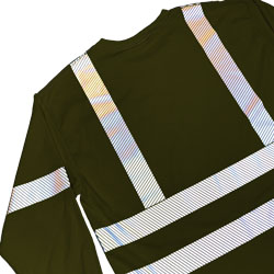 Night time view of the TrafFix Devices Flame Resistant Long Sleeve T-Shirt. Easily customizable with your Company Logo and Branding (#9103P-LY-3535).