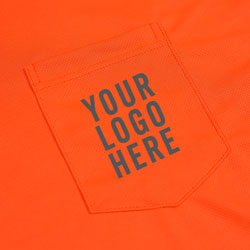 Left chest pocket on the TrafFix Devices HydroSport Long Sleeve Hooded T-Shirt. Easily customizable with your Company Logo and Branding )#9413P-FO).