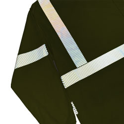 A nighttime view of the Lime High Performance Reflective Long Sleeve T-Shirt that is easily customizable with your Company Logo and Branding (#9603P-FO-3510)