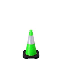 18", 3lb. Enviro-Cone with 6" reflective collar, Lime Green (#16018-HIWB-3-L). 18" Enviro-Cones can be made with 3lb bases; 1 6" reflective collar or no reflective collars.