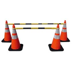 4' - 6.5' Black and Yellow Cone Bars (#15046A-CBYB) with 4x 28" Enviro-Cones