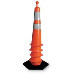The extra large flanged bottom supports the cones while in use or when stacked with a rubber base.