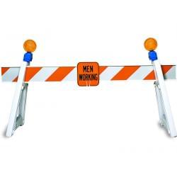 A-Frame Barricade System with optional Barricade Lighting and Clip-On Sign.