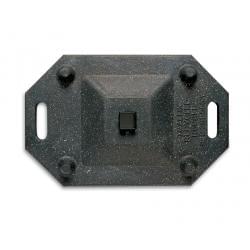 This top view of the recycled rubber base and top of the steel base plate, illustrates how they go together.