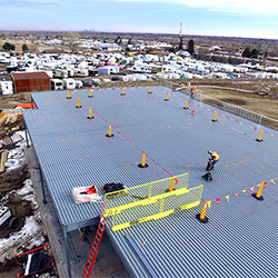 Roof Edge Delineator system setup on roof.