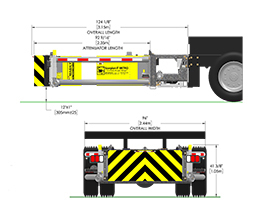 Scorpion II Metro Low Pivot TMA Overall Dimensions (side and rear)