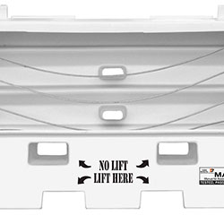 White Sentry module with four (4) ⅜" diameter stranded steel cables prevent impacting vehicles penetrating the barrier wall into on-coming traffic or work zones.