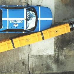 Angled crash test of the SLED Euro-Terminal end treatment, image #1