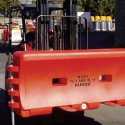 With large forklift/pallet jack slots, the water-cable barrier is easy to move when empty or full — further reducing time spent in workzones.