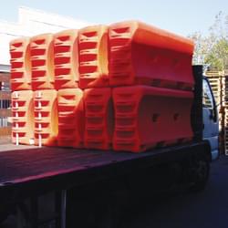 TrafFix Water-Cable Barriers can be stacked, while empty, for easy storage and transport to and from job sites.