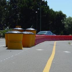 Big Sandy Crash Barrels and Water-Walls used to separate vehicle and bicycle traffic